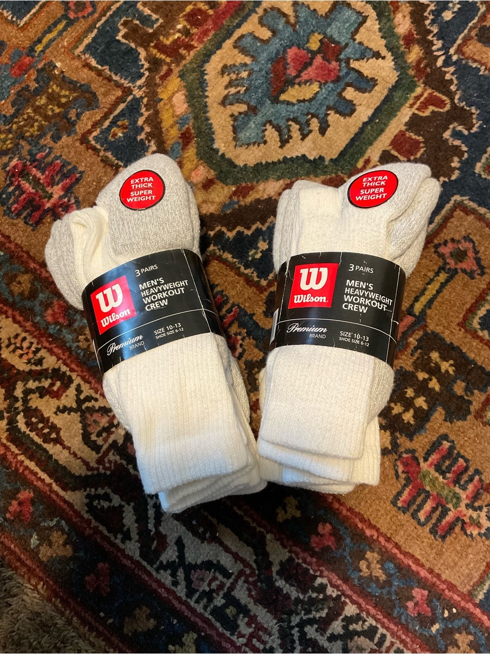 Wilson White Heavyweight Men's Crew Athletic Socks - 6 Pack (2x3)